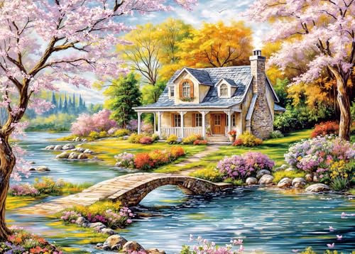Puzzles 1000 Pieces for Adults jigsaw puzzles for adults-Beautiful Quiet Village-1000 Piece Puzzle Classic Educational Games Beautiful Decoration Puzzle