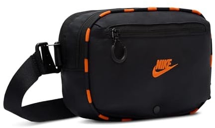 NIKE Hayward Patrol Umhängetasche, Schwarz/Schwarz/Sicherheits-Orange
