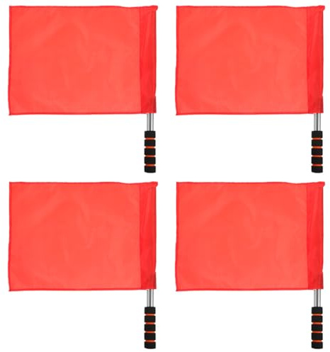 VANZACK Lot de 4 Drapeaux d'arbitre avec tige en acier inoxydable Drapeaux de signalisation manuelle pour événements sportifs Rouge Drapeaux haute visibilité pour juges de ligne dans le football
