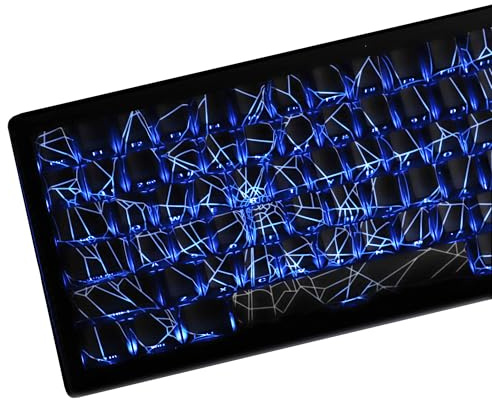 YMDK 140 Spider Web Shine Through Keycaps Cool Side-Lit PBT Dye Sub Chrry Profile keycap Custon Key Caps for MX Mechanical Keyboards TKL Akko