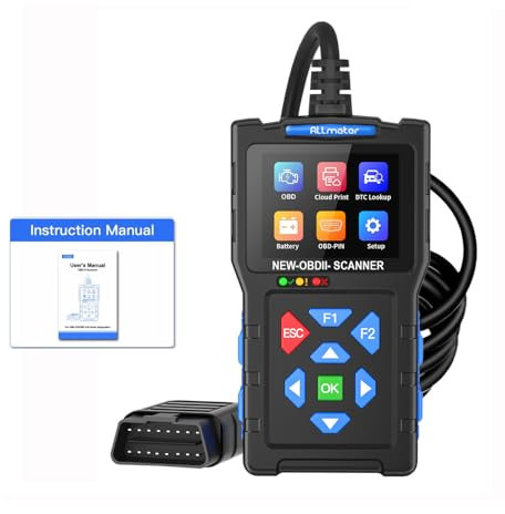 ALLmeter OBD2 Diagnosegerät, Diagnosegerät Auto mit 2,8″ TFT-Display, 9 Protokollen, mehr als 50,000 Fehlercodes, Batterietest, Cloud-Druck und 13 Sprachen für präzise Kfz-Diagnose