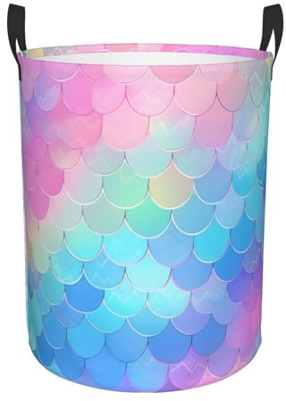 Mexpekil Cesto portabiancheria pieghevole con manici, impermeabile, grande contenitore per la cameretta dei bambini, giocattoli, vestiti sporchi, libri (scala arcobaleno)