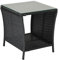 Bonnlo Rattan Beistelltisch mit Glasplatte, Balkonmöbel Schwarz, Gartenmöbel klein, Balkontisch Outdoor wetterfest, 46x46x50 cm