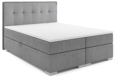VLR BEDS Boxspringbett mit Bettkasten Palermo (Grau, 140 x 200 cm)