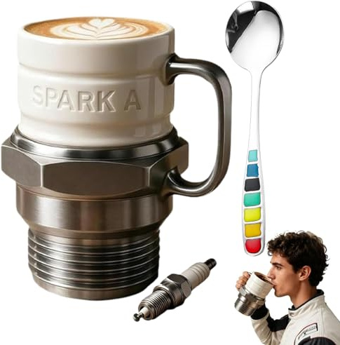 NNBWLMAEE Spark Plug Mug, Ceramic Spark Plug-Shaped Coffee Cup, Personalized Creative Sparks Plug Coffee Mug, for Car Lovers, for Gearheads, Collectors (1PC)