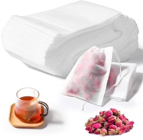 Oderra 200 Bustine Tè con Cordino 7 x 9 cm, Filtri per Tè Sfuso e Spezie | Filtri fini per tè sfuso, caffè, spezie ed erbe. Con cordino, pratici da riempire e facili da usare