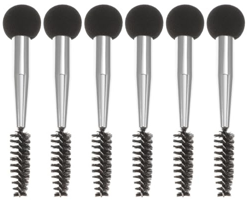 6 Stück Doppelkopf Make Up Werkzeug für Augenbrauen und Mascara | Aluminiumgriff mit Schwammspitze, Tragbar für Reise und Alltag, für Anfängerinnen und Mädchen