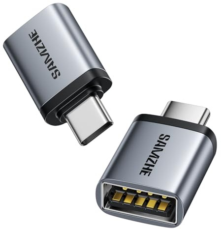 SAMZHE USB C to USB Adapter Pack of 2, USB 3.2 Female to Thunderbolt 4/3 Adapter Compatible with MacBook Pro Air 2024, Surface, iPad, iPhone, Galaxy Notebook, XPS and More Type C Devices, Space Grey