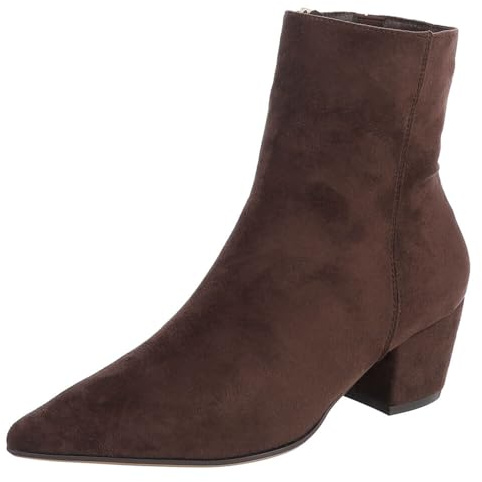 Ital Design Damen Stiefeletten, Textil, mit Reißverschluss, Blockabsatz, spitze Form, Schafthöhe 14 cm, Braun, Gr. 40