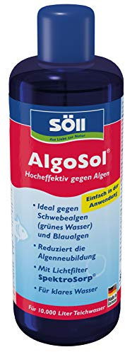 Söll 80533 AlgoSol Teichpflege gegen Algen im Teich 500 ml - hocheffektives Teichpflegemittel Algenmittel mit Lichtfilter gegen Teichalgen Schwebealgen Blaualgen