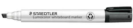 STAEDTLER Whiteboard Marker Lumocolor, schwarz, trocken und rückstandsfrei abwischbar, Keilspitze ca. 2 oder 5 mm, hohe Qualität Made in Germany, 10 schwarze Marker, 351 B-9