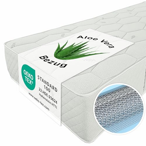 Matratzen Perfekt Federkernmatratze Smaragd, 100 x 200 cm – bandscheibengerechte Matratze mit Bonellfederkern und veredeltem Aloe-Vera Bezug, Härtegrad H4, Höhe 27 cm