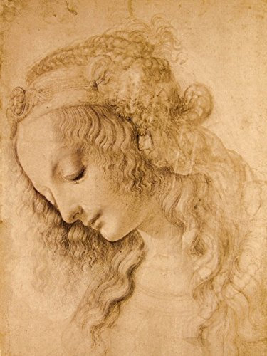 1art1 Leonardo Da Vinci Poster Weiblicher Kopf, Circa 1478 Bilder Leinwand-Bild Auf Keilrahmen | XXL-Wandbild Poster Kunstdruck Als Leinwandbild 80x60 cm