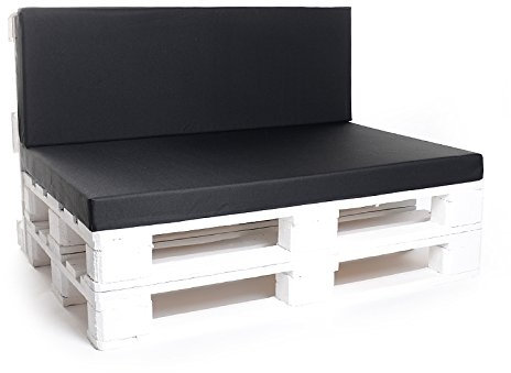 Palettenkissen, Matratzenkissen, Palettenauflage, NYLON schwarz, 120x80 cm Schaumstofffüllung (Rückenlehne extra bestellbar)