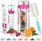 AquaFrut Active 32 OZ Fruit Infuser Water Bottle BPA-Free Fruit Infusion Sports Bottle - Flip Top Lid w Drinking Spout, Leak Proof, Made of Durable Tritan. Free Recipe eBook! (Pink)