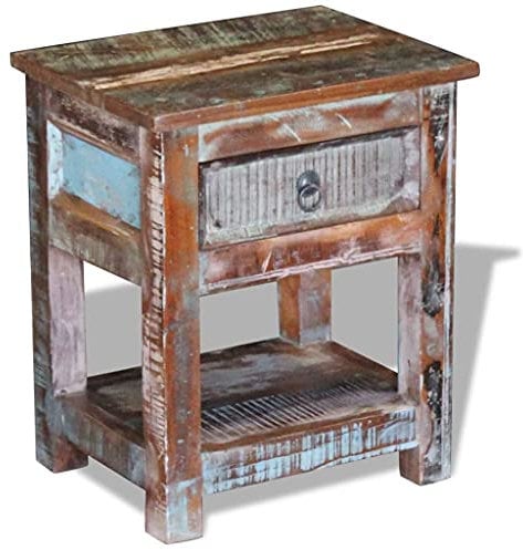 vidaXL Massivholz Beistelltisch Nachttisch Nachtschrank Kommode Antik 43x33x51cm