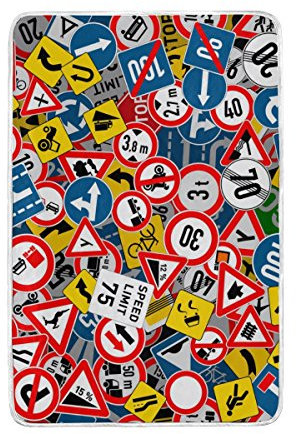alaza Verkehrszeichen Polyester Mikrofaser Decke 60 x 90 Leichtbau Gemütliche Couch Decke Bett Decke von My Daily