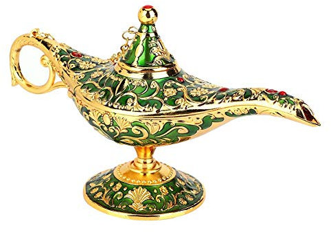 Vintage Collectable seltene Legende Aladdin Magic Genie Lampen Weihrauch Brenner Aladdin Wunderlampe Öllampe Arabische Genie Lampe Genie Licht für Home Table Dekoration & Geschenk(Grün)