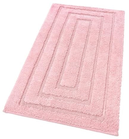 emmevi Tappeto Bagno Puro Cotone Elegante Morbido Scendiletto Antiscivolo Lavabile 60x135 Cm Rosa