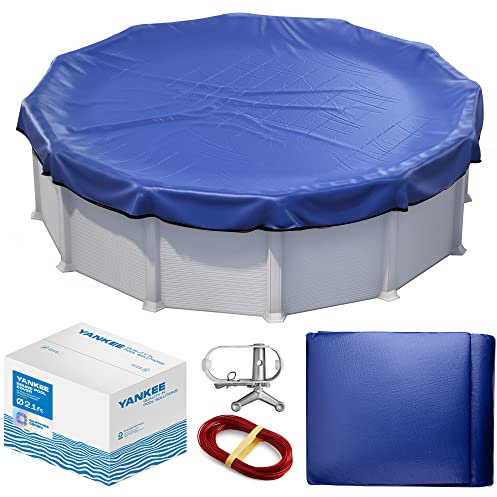21 ft Round Pool Cover | Extra Thick & Durable Above-Ground Pool Cover | Sapphire Series of Premium Cold- and UV-Resistant Pool Cover | Above-Ground Pool Protection | by Yankee Pool Pillow