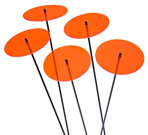 5er Set Sonnenfänger Garten Stecker, 75cm hohe Sonnenscheiben Dekoration für Garten, Balkon oder Terrasse, Farbe:orange