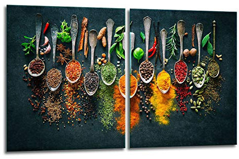 TMK | Herdabdeckplatten Set 2x40x52 cm Ceranfeld Abdeckung Glas Spritzschutz Abdeckplatte Glasplatte Herd Ceranfeldabdeckung Deko Schneidebrett