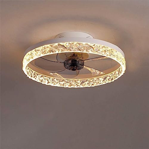 Ventilador De Techo, Ventilador De Techo Silencioso Con Iluminación Y Control Remoto Luces De Techo Ultrafinas De 16,5 Cm Ventilador De Techo Regulable De 66w Para Sala De Estar Dormitorio,Blanco