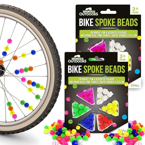 SOL 72pk Kids Bike Spoke Beads - Multicoloured Clip Wheel for Bikes | Bright fun wheel accessories for girls and boys bicycles, easy clip on plastic beads