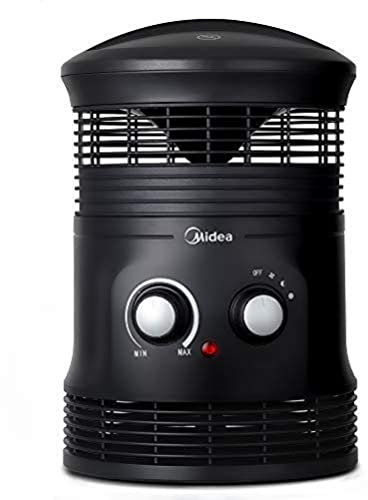 Midea NF18-17PA - Mini termoventilatore da 1800 W, con oscillazione a 360 °, 2 livelli di riscaldamento, termostato programmabile, silenzioso, riscaldatore termico, nero