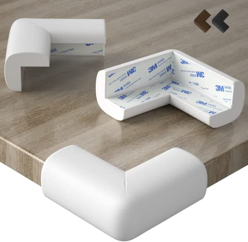 DEASANA® Eckenschutz - Extra große Abdeckung für maximalen Schutz & Kindersicherung - Gummi Kantenschutz Baby mit 3M-Bi-Kleber für stärkste Haftung - Zertifiziertes [Elfenbeinweiß, Schwarz und Braun]