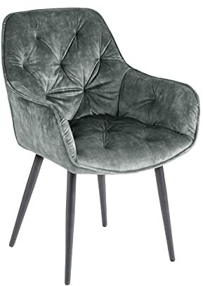 Riess Ambiente Design Stuhl Milano grün Samt mit Chesterfield Steppung Armlehnenstuhl Esszimmerstuhl Polsterstuhl