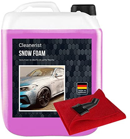 Cleanerist 5 Liter Snow Foam PINK I Konzentrat | Autoshampoo auch für Wohnwagen & Caravan | Autowäsche I Foamer I Aktivschaum I inkl. Ausgießer & Microfasertuch