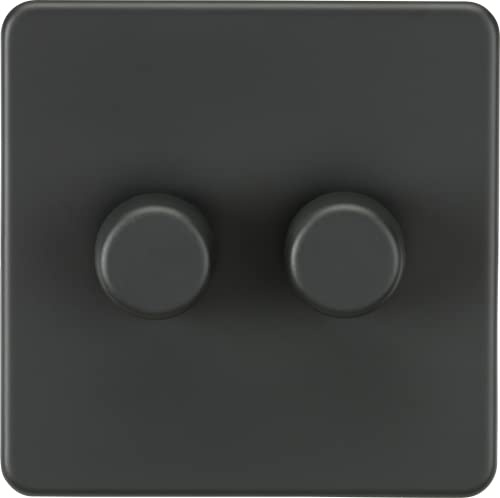 Knightsbridge SF2182SB Screwless 2G 2-way 10-200W; 5-150W LED trailing edge dimmer,Smoked Bronze
