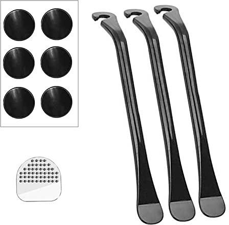 XPOOP Fahrrad Reifenheber Set, Fahrradreifen Reparatur Werkzeug, Premium Fahrrad Reifenheber, Fahrrad Montierhebel, Kohlenstoffstahl Reifen Hebel, Metall Reifenheber mit 6 Stück Reifen Flicken