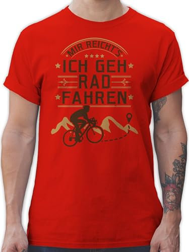 T-Shirt Herren - Fahrrad Bekleidung Radsport - Mir reicht's Rad Fahren - S - Rot - Radsport-Bekleidung Radfahren MTB t Shirt fahrradoutfit Bike radfahr Tshirt fahrradt-Shirt Radfahrer Fahrradfahrer