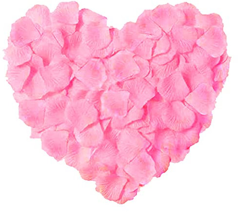 MUFEKUM 500Pcs Fake Rose Petals, Reusable Fake Flower Petals Artifical Rose Petals for Weddings Valentines Romantic Night Birthday Marriage Proposa Bedroom Photoshoot (Pink)