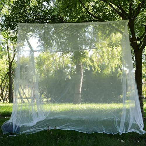 Camping Moskitonetz, 200cmx180cmx200cm Moskitonetz Outdoor Weißes Mückennetz Faltbar für Reise Zuhause Moskitonetz Feinmaschig Fliegennetz Bett Insektennetz Betthimmel für Doppelbett & Einzelbett