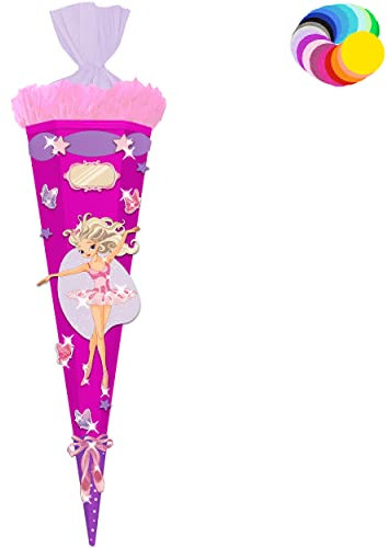 alles-meine.de GmbH Bastelset - Schultüte Farbe & Größe wählbar 70/85 / 100 cm - Ballerina & Tänzerin - Farbe frei wählbar - Bastelschultüte - Zuckertüte zum selber Basteln..