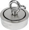 SENSEI Magnet 350 kg, Doppelseitiger Neodym-Magnet N52 mit 2 Ösen oben und seitlich, Ø9,4 x H2,8 cm
