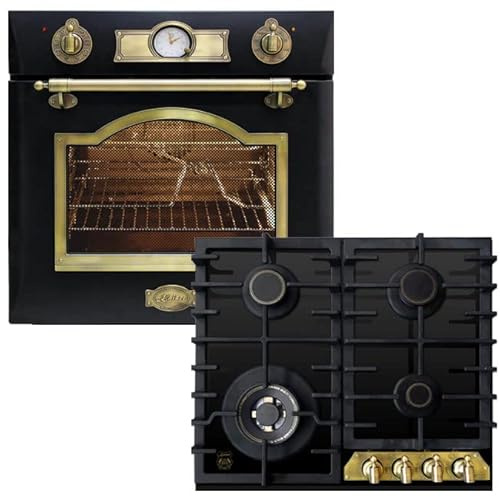 Kaiser Backofenset EH 6355 Em + KCG 6335 EM Turbo, Autark, Retro Einbau Backofen Set, 8 Funktionen + Glaskeramik Einbau Gas Kochfeld 60 cm, Erdgas/Propangas/Fl.Gas, Herd, Gasherd