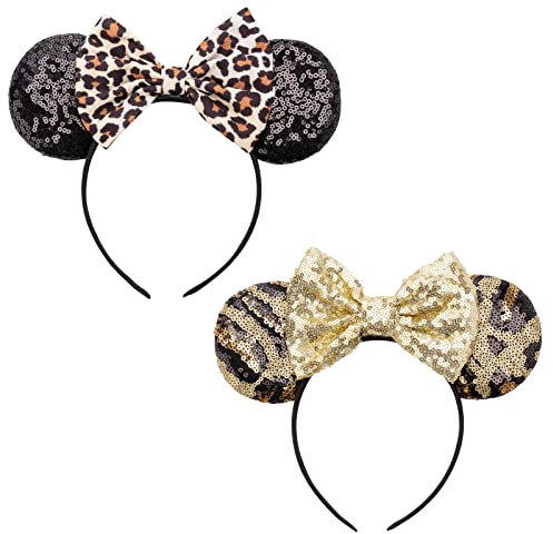 DRESHOW Oreilles de Souris Arc Bandeaux Paillettes Décoration de Fête Cosplay Costume pour Filles et Femmes