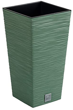 Erdgrüner Pflanzkübel mit Behälter, Kollektion FURU, 26,5 x 26,5 x 50 cm, Fassungsvermögen 11 L.