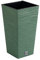 Macetero color verde tierra, con depósito, colección FURU, de 26,5 x 26,5 x 50 cm, capacidad de 11 L.