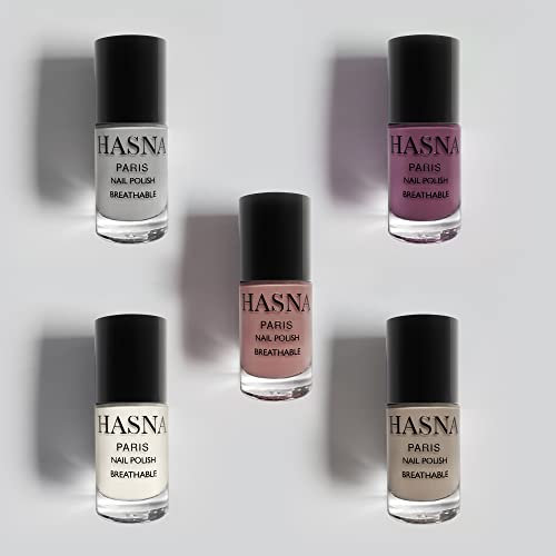 Hasna Paris - Halal Nagellack – Kollektion – Öko-Verantwortung – Glanz und langer Halt – einfach aufzutragen – 5 x 6 ml (ALLURE)