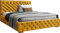 WFL GROUP Samtstoff Polsterbett Doppelbett 140x200 160x200 180x200 cm Senf Bettgestell Mit Bettkasten Lattenrost und Gestepptes Kopfteil - Hydrophobe Stoff - Chesterfield-Stil - Gelb - 160 x 200 cm