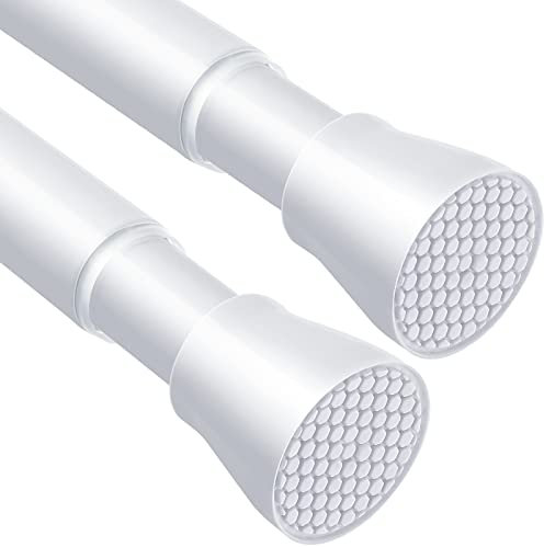 AIZESI 2 Stück Gardinenstange ohne Bohren 70-120cm Teleskopstange Vorhangstange Duschvorhangstange Spannstange Verstellbare Gardinenstange Klemmstange für Gardinen, Badezimmer, Weiß (Durchmesser 22mm)
