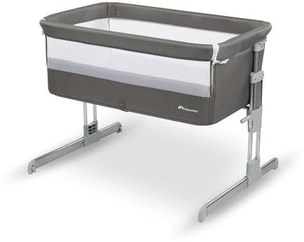 Bebeconfort Calidoo, Cuna Bebé y Moisés 2 en 1, 0-6 Meses (0-9 kg), Cuna Colecho Bebé Reclinable, 5 Alturas, Colchón Grande, Laterales de Malla, Lateral Deslizable de Fácil Plegado, Grey Mist