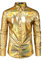 JOGAL Herren Metallic Glänzend Bronzing Nachtklub Party Langarm Hemd GoldSchimmer X-Large