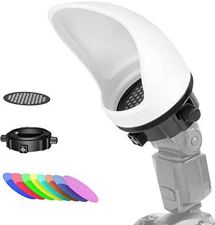 Photography Lighting Flash Diffuser Set, LENSGO Professional Flash Kit Flash Diffuser Modifier Bundle Diffusion Dome for All Square and Round Head Lights for Superior Light Control (D15)