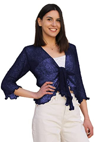 creazioni unique Cardigan Donna Primaverile Estivo Cardigan Donna Elegante in Rete di Viscosa Termica con Essenza di Fiore di Ciliegio (Blu Notte)